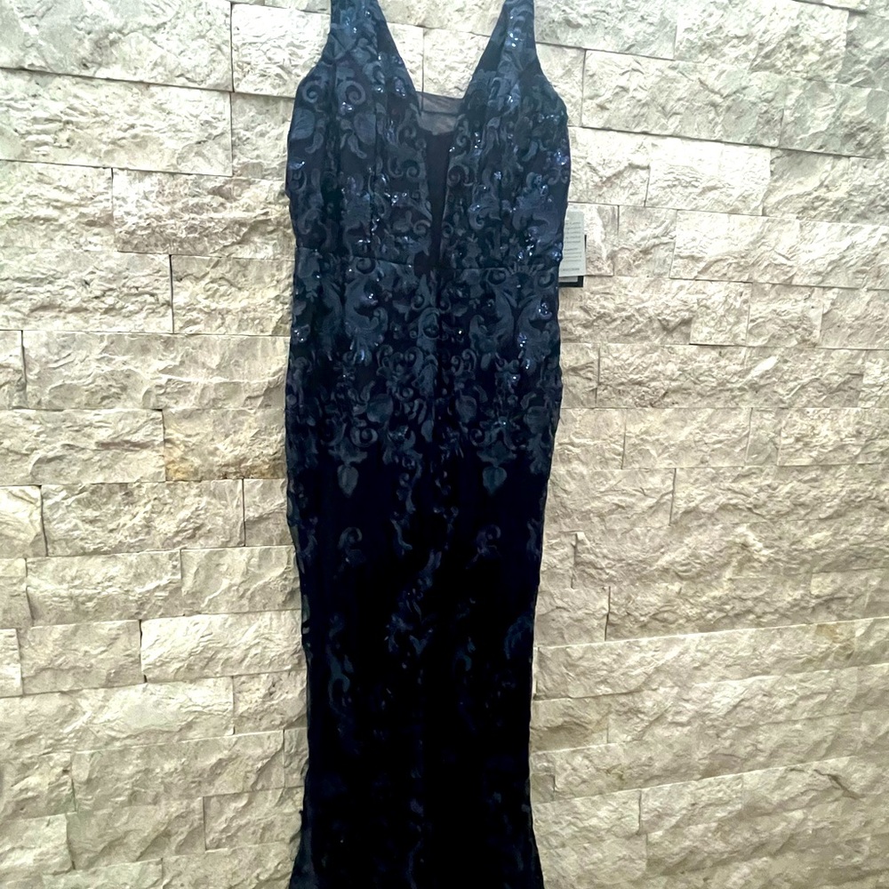 Marina Embroidered Sequined V-Neck Dress